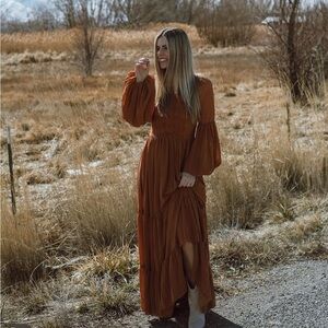 Joyfolie marjorie dress in terracota